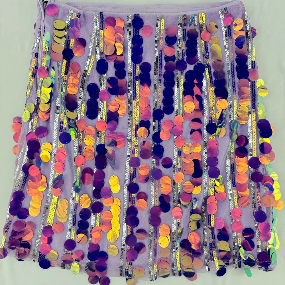 Y2K Forever 21 Purple Iridescent Sequin Skirt - Picture 2 of 5